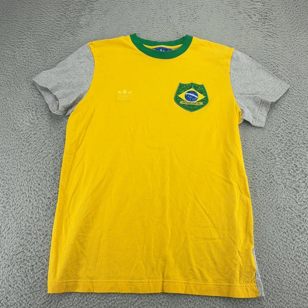 Adidas Brazil Shirt Mens L Originals Trefoil Soccer Football Yellow Green Tee